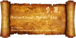Valentinyi Mahália névjegykártya